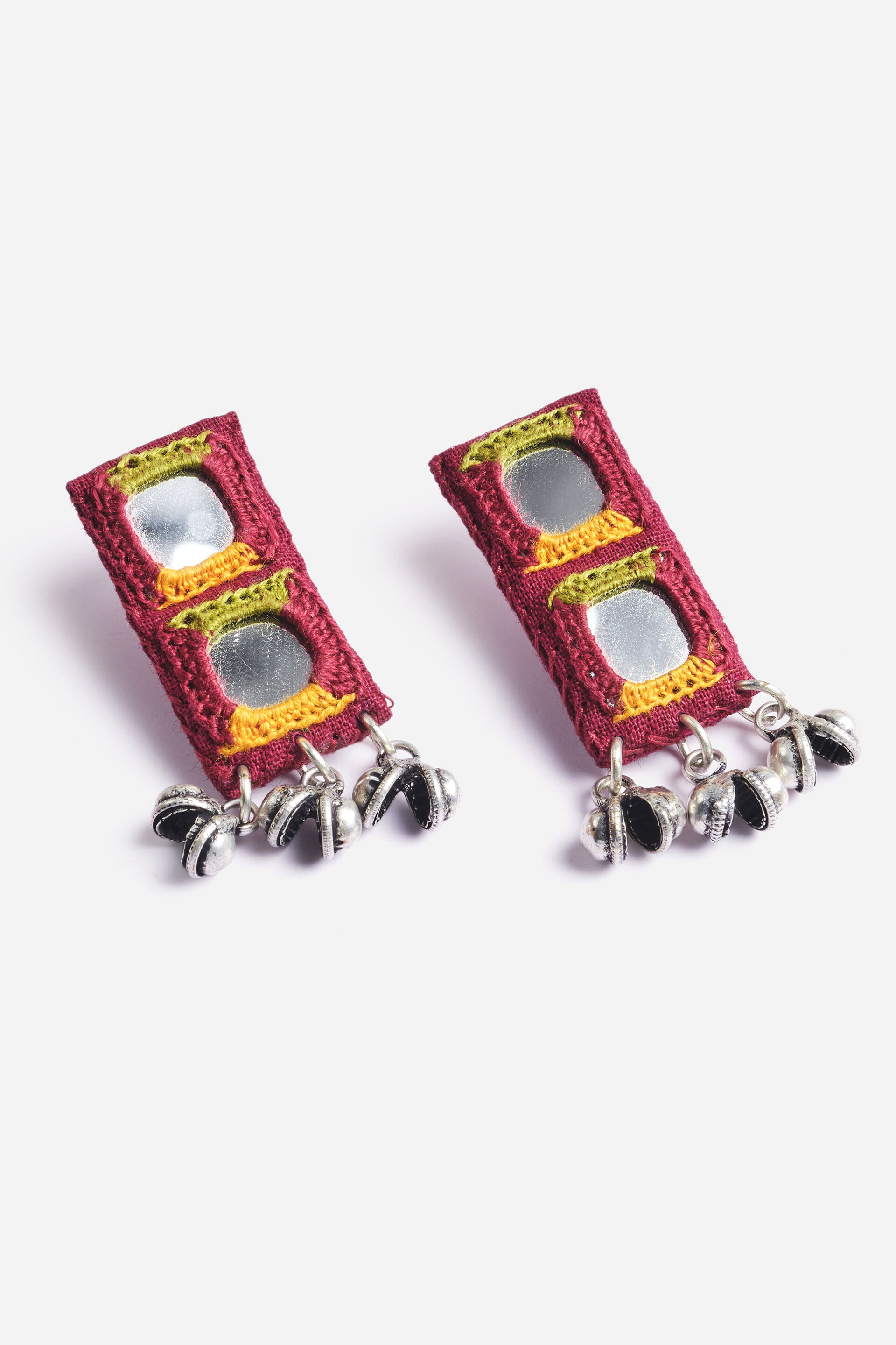 Mirror & Ghungroo Earrings, , image 2